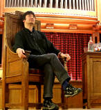 Ian Rankin being interviewed by Vanessa Robertson at Merchiston Castle School, Colinton  -  February 2013