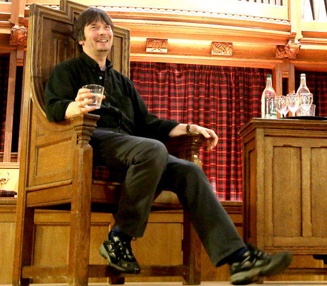 Ian Rankin being interviewed by Vanessa Robertson at Merchiston Castle School, Colinton  -  February 2013