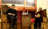 Ian Rankin being interviewed by Vanessa Robertson at Merchiston Castle School, Colinton  -  February 2013