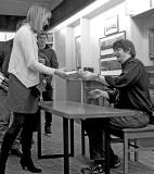 Ian Rankin giving a talk and signing books at Merchiston Castle School, Colinton  -  February 2013