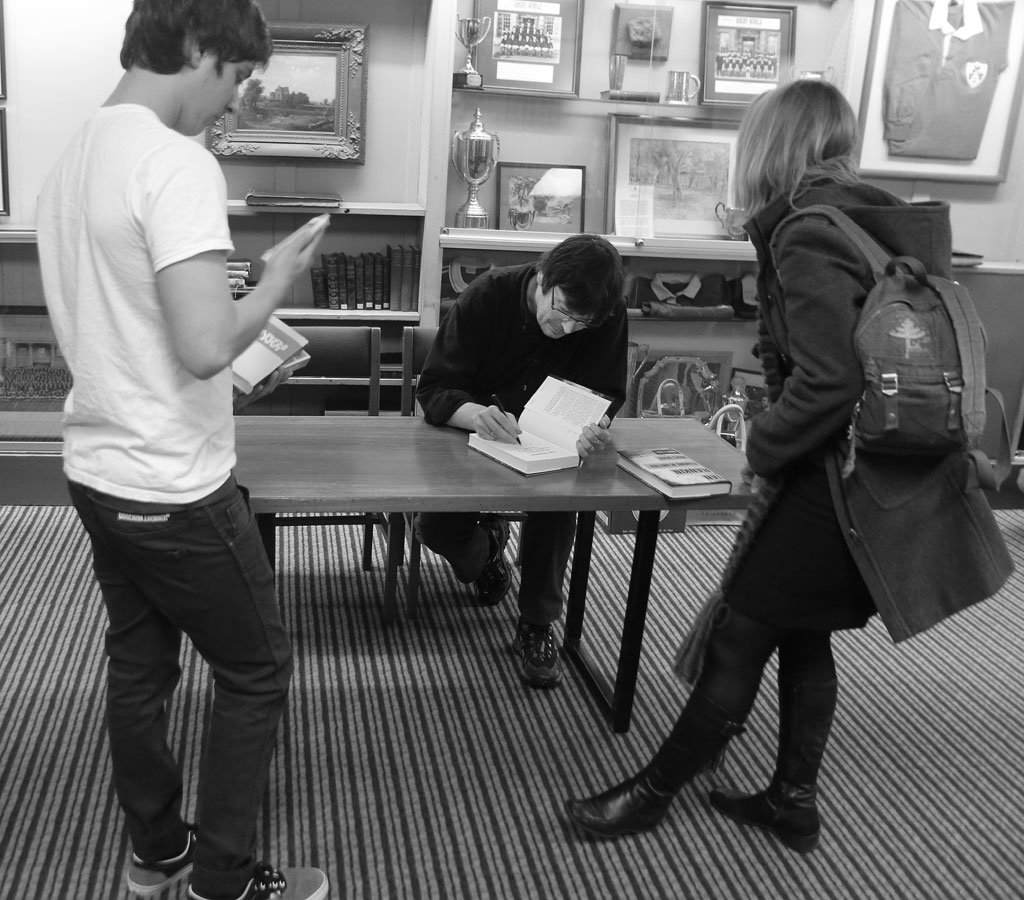 Ian Rankin signing books at Merchiston Castle School, Colinton  -  February 2013