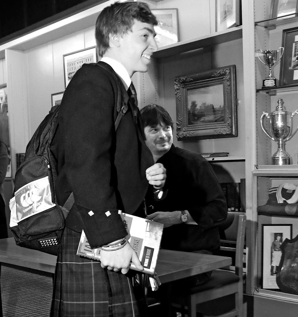 Ian Rankin signing books at Merchiston Castle School, Colinton  -  February 2013