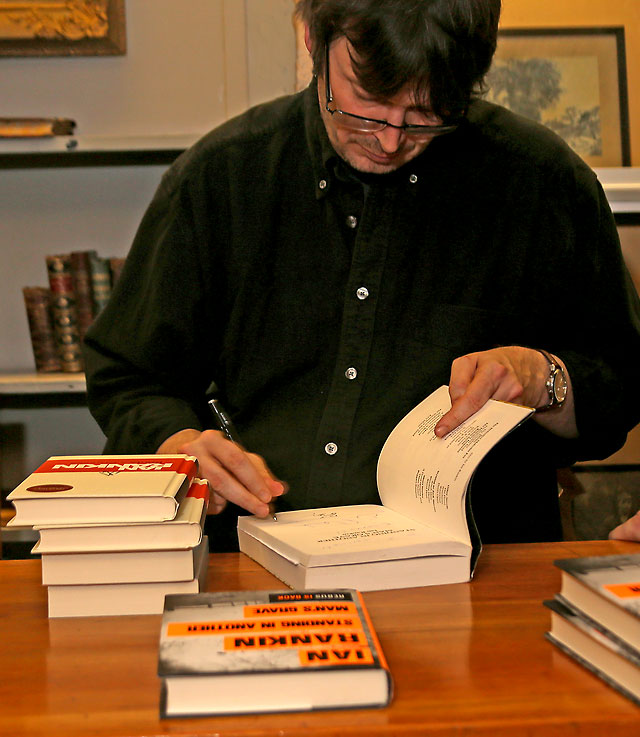 Ian Rankin signing books at Merchiston Castle School, Colinton  -  February 2013