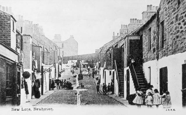 Newhaven Streets  -  New Lane  -  A postcard by J R Russell, Edinburgh
