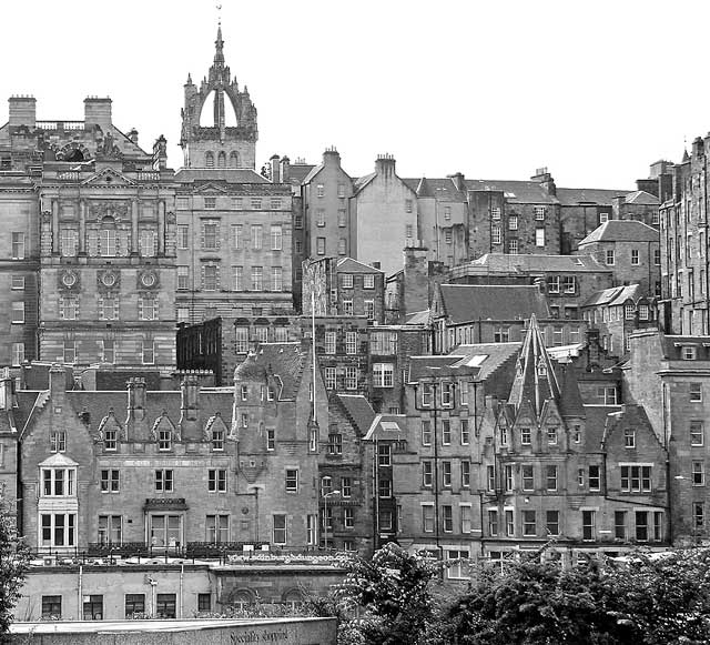 Looking towards the Old Town of Edinburgh from Princes Street