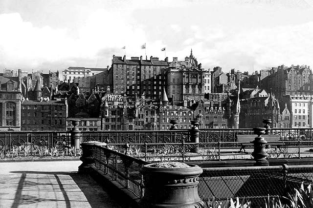 View to Edinburgh Old Town from the roof of Waverley Market  -  FC Inglis, 1934