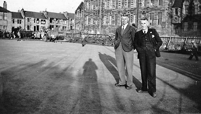 Postal Bowling Club's bowling green  and Parsons Green School in the background