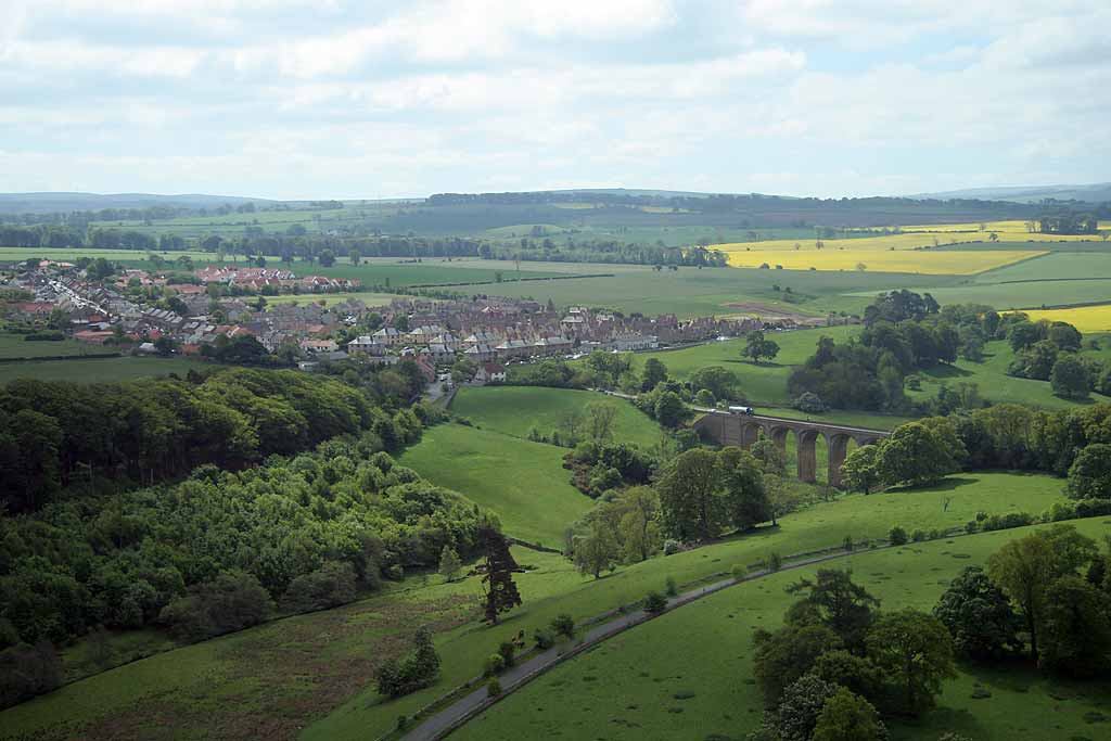 View to the NE from a helicopter  -  Pathhead, about twelve miles SE of Edinburgh