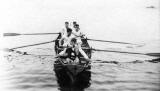 A crew from Portobello's  Eastern Amateur Rowing Club copetes in a Regatta at Portobello in 1955