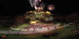 A possible new bandstand for Princes Street Gardens.  Style:  leaf  -  night-time illustration