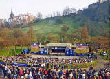 The Ross Bandstand in West Princes Street Gardens and Ramsay Garden - during the 'Scotland v England' Rugby International Match on 22 March 2003