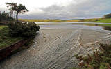 Looking to the south, towards the Rosebery Reservoir, Midlothian, from a bridge on the  road running past the northern end of the reservoir