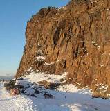 The Radical Road in Holyrood Park passes beneath Holyrood Crags