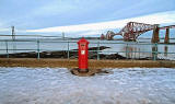 South Queensferry  -  Reproduction Penfold Pillar Box and Forth Bridges  South Queensferry  -  Reproduction Penfold Pillar Box and Forth Rail Bridge  -  December 2010