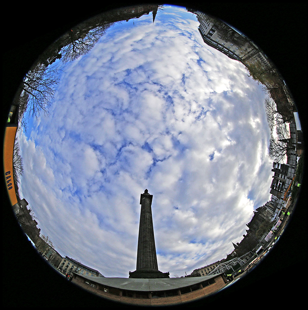 Fisheye view  -  Looking up from St Andrew Square, Edinburgh  -  November 2014