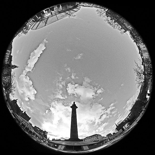 Fisheye view  -  Looking up from St Andrew Square, Edinburgh  -  November 2014