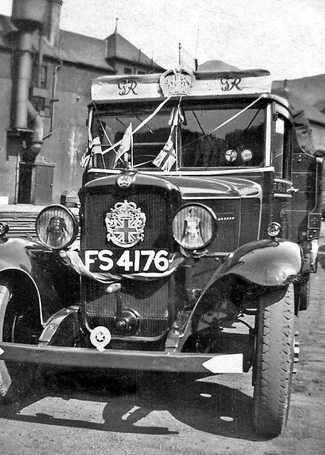 One of the Leckie Coal Lorries from St Leonard's Yard, decorated for the Coronation of King George VI on May 12, 1937