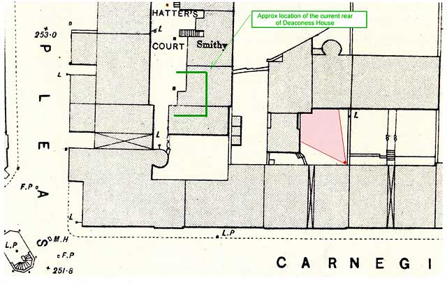 Map showing the location of one of the photos of St Loenard's district taken in the 1920s