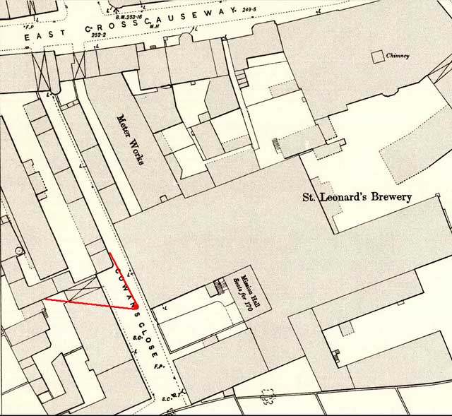 Map showing the location of one of the photos of St Loenard's district taken in the 1920s