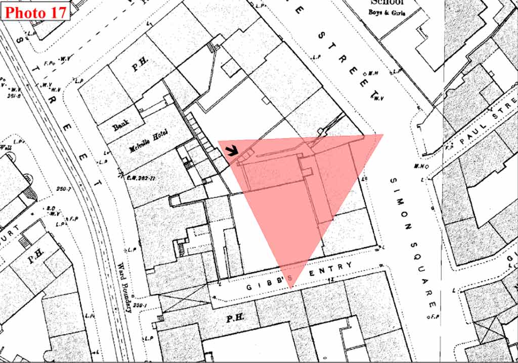 Map showing the location of one of the photos of St Loenard's district taken in the 1920s