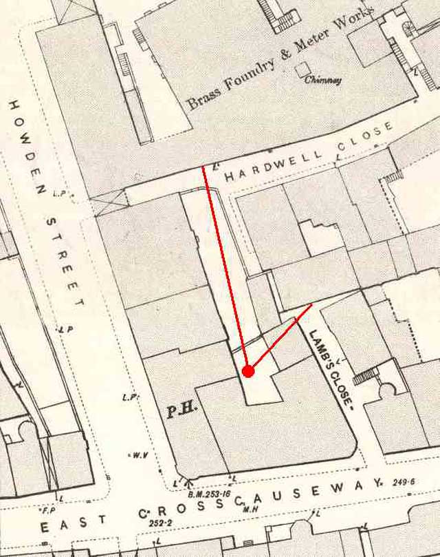 Map showing the location of one of the photos of St Loenard's district taken in the 1920s