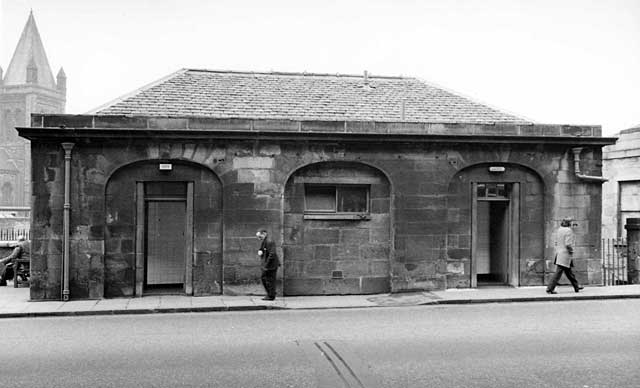 Photograph by Ian Scott  -  Former Fire Station in Hamilton Place, converted to public toilets -  photographed 1965