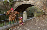 Leaf figure beside the Water of Leith between Stockbridge, neat St Bernard's Bridge, between Stockbridge and St Bernard's Well