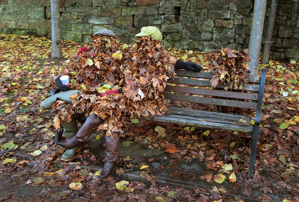 Leaf figure beside the Water of Leith between Stockbridge, neat St Bernard's Bridge, between Stockbridge and St Bernard's Well