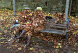 Leaf figure beside the Water of Leith between Stockbridge, neat St Bernard's Bridge, between Stockbridge and St Bernard's Well