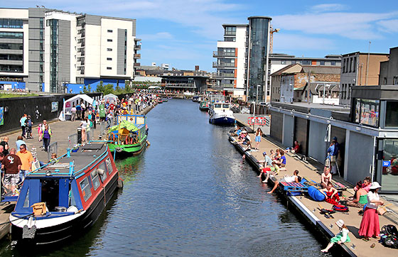 Edinburgh Canal Festival, 2013  -  Looking down from Leamington Bridge on the crowds at the festival on a fine summer afternoon
