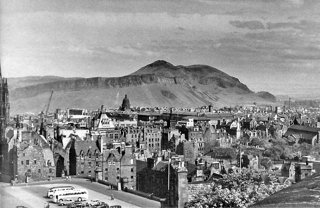 Looking to the SE from Edinburgh Castle, over Edinburgh Old Town towards Arthur's Seat  -  around 1960