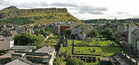 View across Waverley Valley from Regent Road to Salisbury Crags in Holyrood Park  -  August 2007