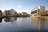 Looking down the Water of Leith fromBernard Street Bridge, towards Sandport Place Bridge, Leith  -  October 2005