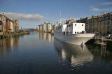 The cruise liner, Ocean Mist, moored on the Water of Leith at The Shore, Leith  -  October 2007