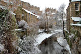 View from Dean Path Bridge  -  Looking to the west along the Water of Leith to some of the houses in Dean Vilage -  November 29, 2010