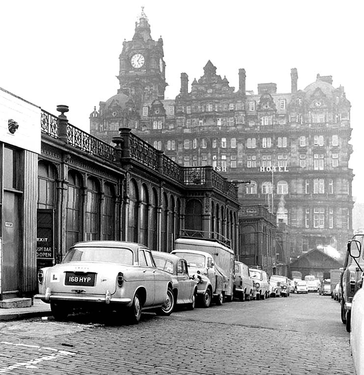  Waverley Market Entrance from Waverley Bridge, and North British Hotel - 1969