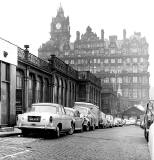 Waverley Market Entrance from Waverley Bridge, and North British Hotel - 1969