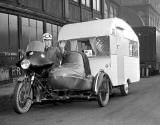 Scottish Open Air Holiday Show at Waverley Market - Motorcycle towing caravan - 1960