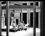 Cleaners at rest on the set of the Shakespeare Exhibition at Waverley Market  -  1960