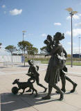 Edinburgh Waterfront  -  The sculpture 'Going to the Beach' in the centre of Saltire Square