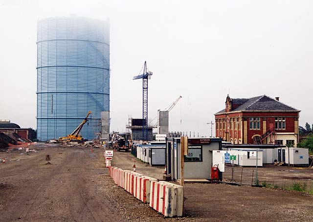 Edinburgh Waterfront  -  Gasometer and old victorian building  -  3 August 2002