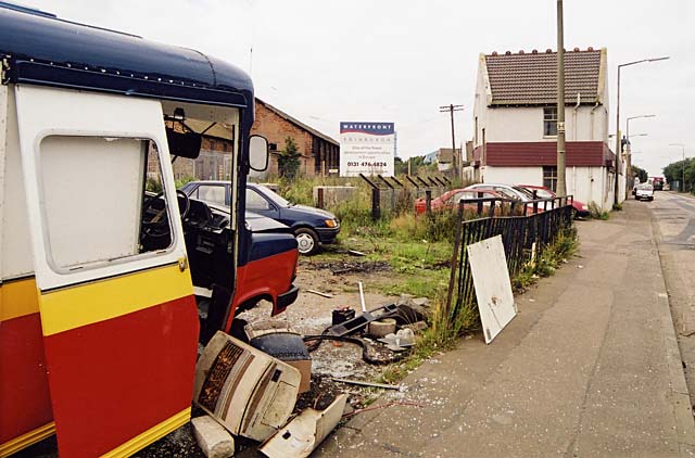 Edinburgh Waterfront  -  Outside William Waugh's scrap yard in West Harbour Road, Granton  -  25 August 2002