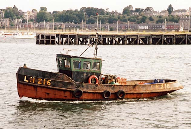 Edinburgh Waterfront  -  LH216 leaving Granton Harbour with Middle Pier in the background  -  14 September 2002