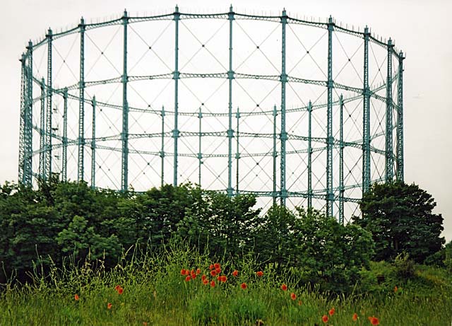 Edinburgh Waterfront  - Gasometer and Poppies  -  30 June 2004