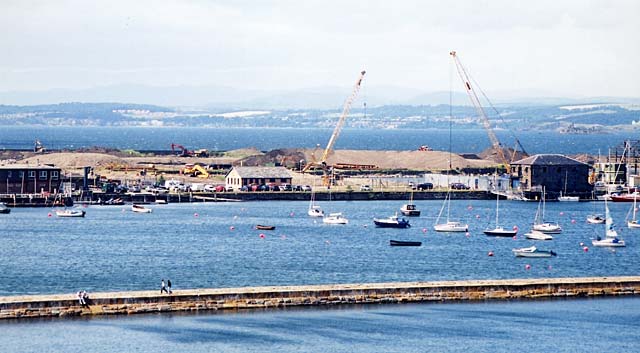 Edinburgh Waterfront  -  Loooking down over Granton Eastern Harbour towards Western Harbour where landscaping and reclamation work is underway