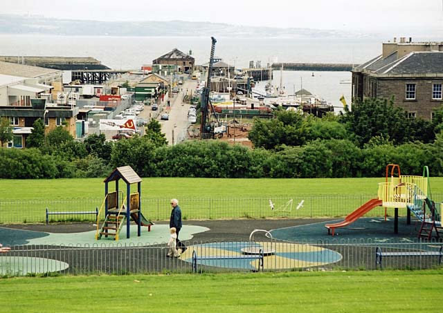 Looking down across Granton Square towards Granton Middle Pier and the Firth of Forth   -  zoom-in