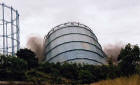 Edinburgh Waterfront  -  Demolition of one of the gasometers by controlled explosion  -  15 August 2004  -  Falling!