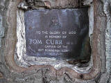 Memorial Plaque to Tom Curr, embedded in a tree at Lilliesleaf, near Melrose, in the Scottish Borders