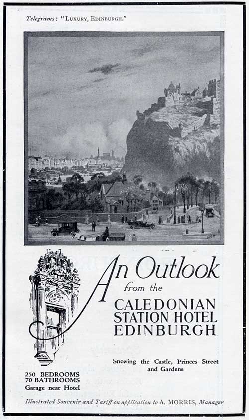 Caledonian Hotel  -  Advertisement in Edinburgh Official Guide, 1923