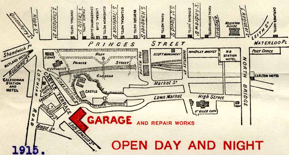 John Croall & Sons Ltd, Castle Terrace  -  zoom-in to see the map at the top of a 1915 bill.